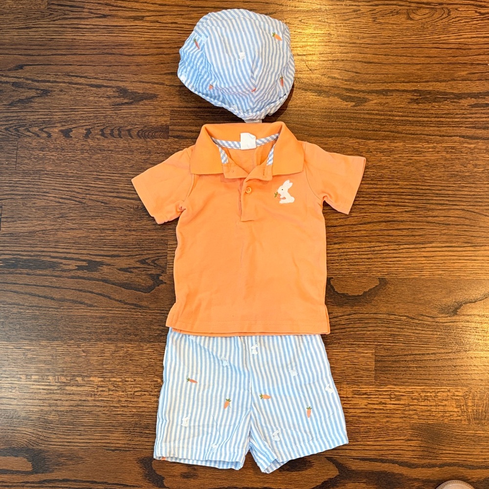 Starting Out Orange and Blue Kids Bunny Theme Matching Set